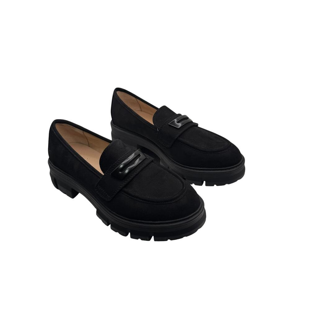 Wonderly Black Suede Lug Sole Loafers Women’s Size 7.5 Chunky Platform